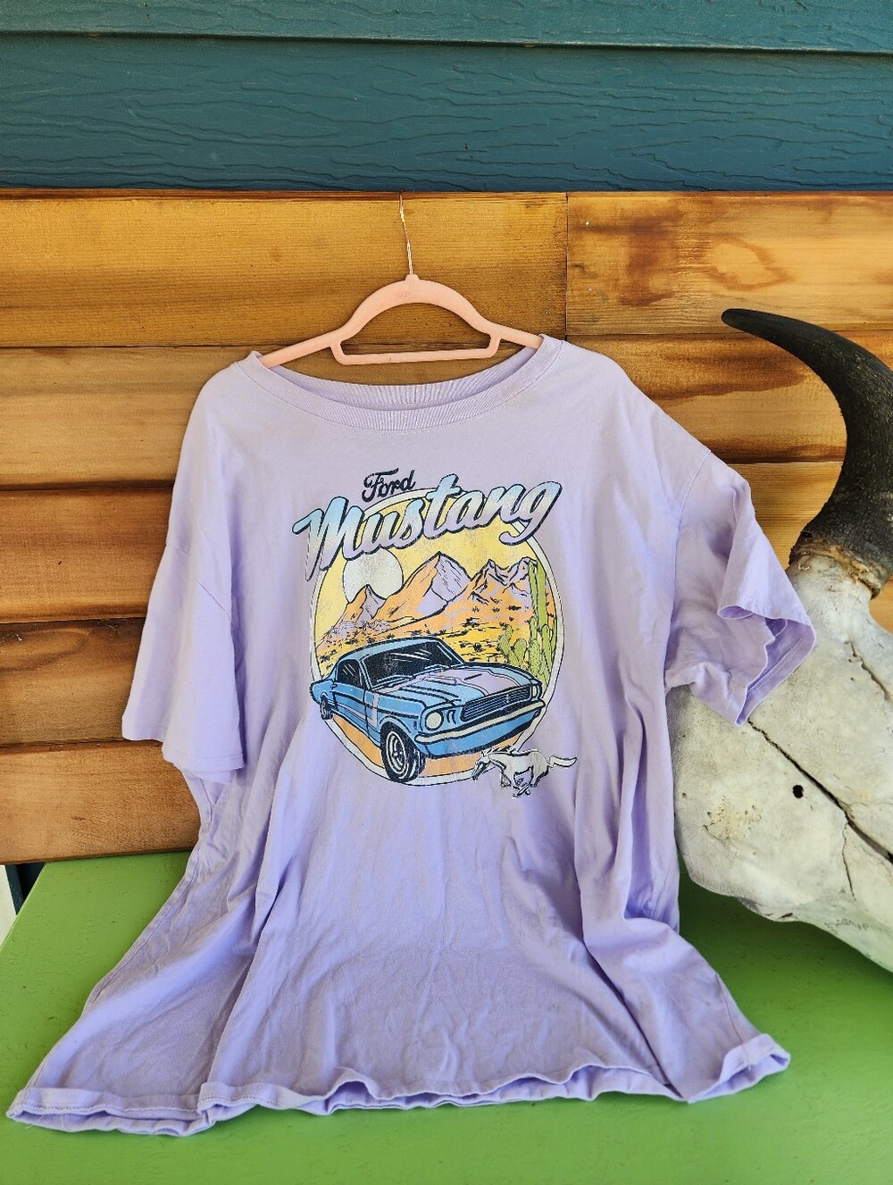 Licensed Ford Mustang Women's Graphic Tee Lavender Purple Size XXL